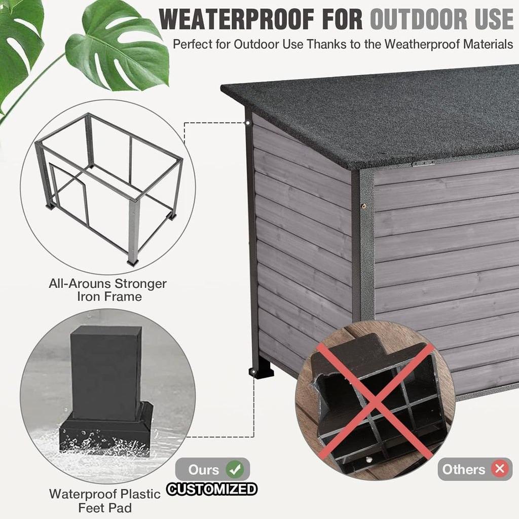 Natural Wood Waterproof Insulated Dog House J25035
