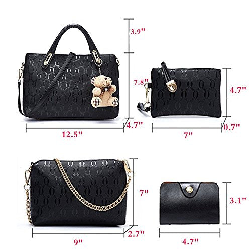 4 Pcs Top Handle Satchel Hobo Handbag Set V583098