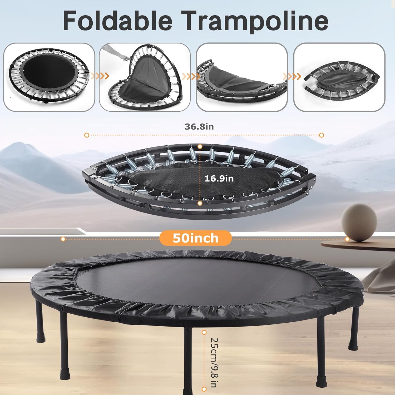 40/50" Foldable Mini Exercise Trampoline R6080