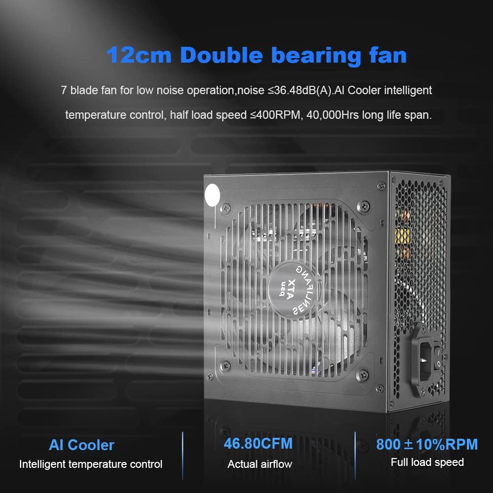 500W 80 Plus Gold Non-Modular Active PC Power Supply with 120mm Fan C15422