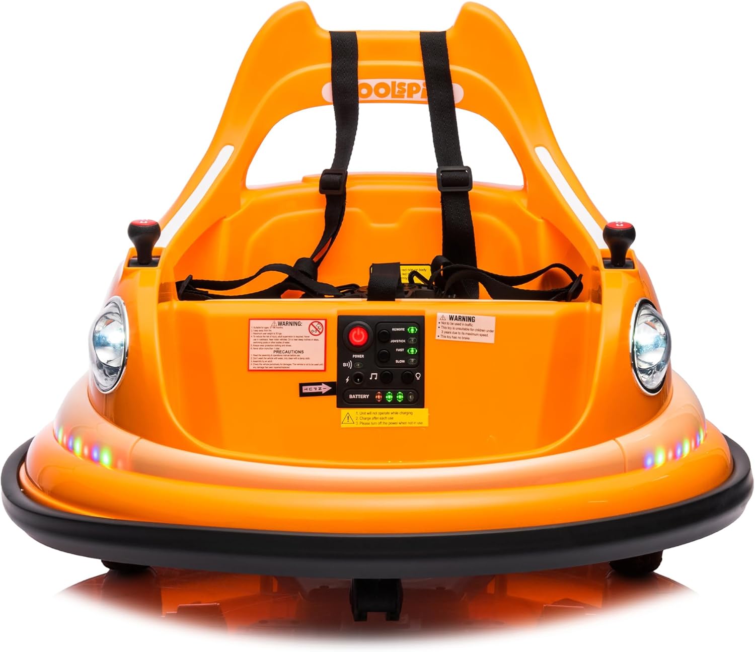 12V Electric Ride-On Bumper Car with Remote Control, Led Lights, 360° Spin, Anti-Collision Padding, Safety Belt K3753