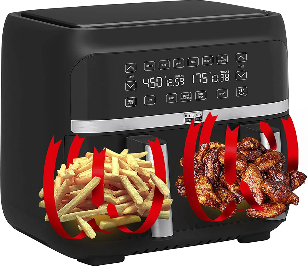 8-qt. Digital Air Fryer with Dual Baskets Matte Black A354386