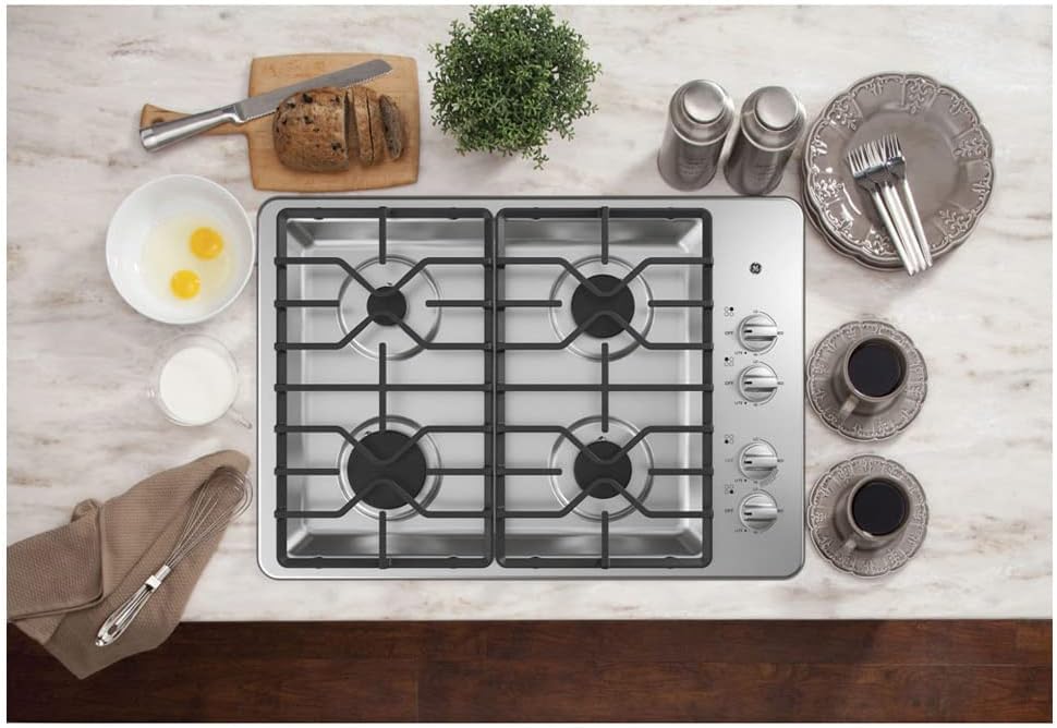 30 Inch Gas Cooktop with Continuous Grates, Sealed Burners, Stainless Steel L543184