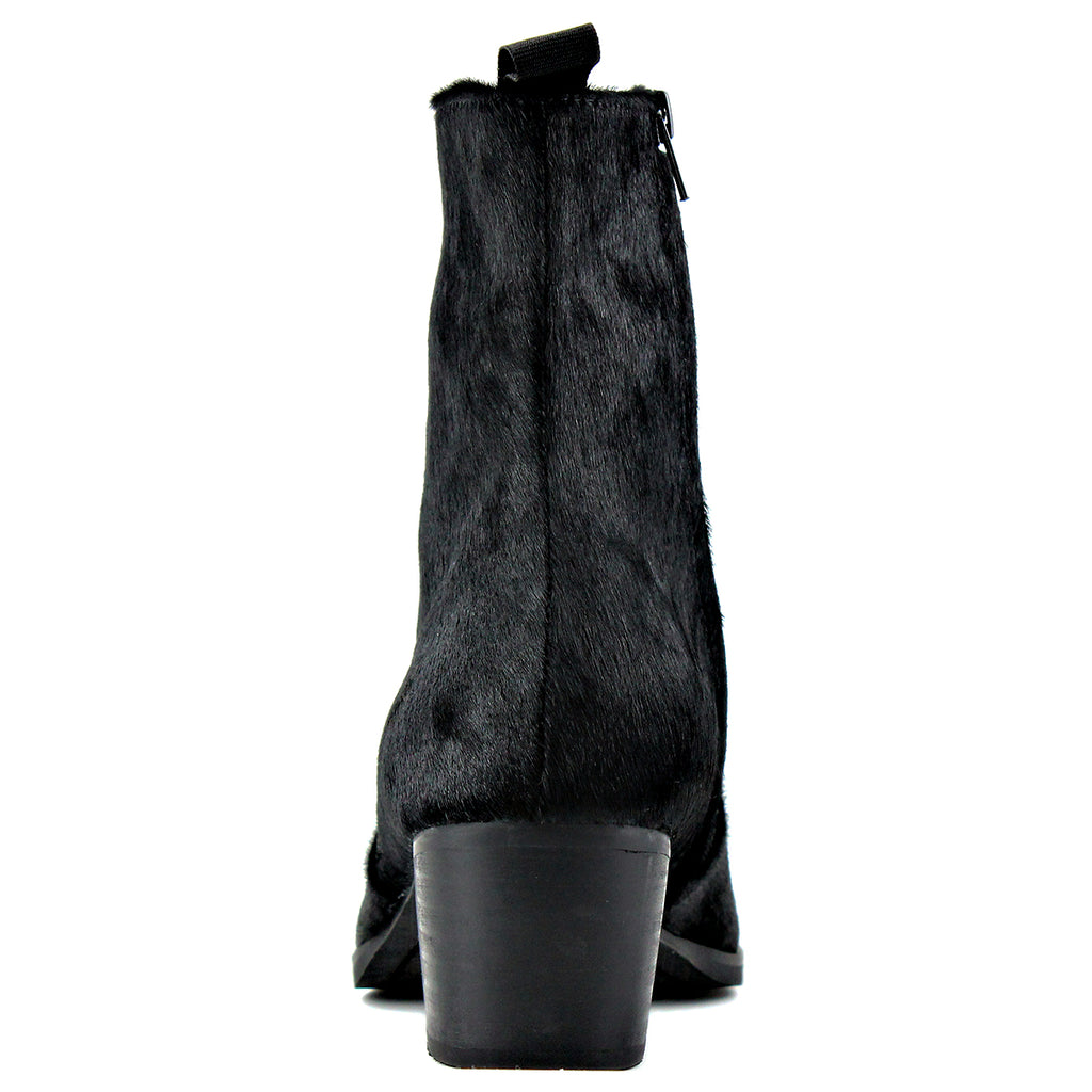 Black Chelsea Pony Hair Leather Boots X776814