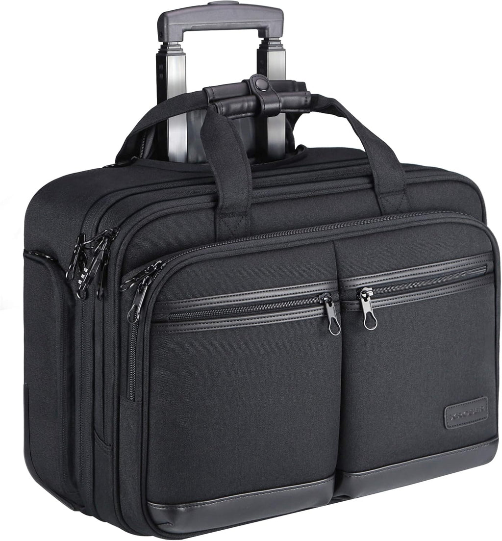 Black Rolling Laptop Bag with RFID Pockets F614048