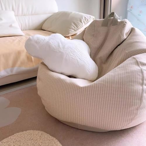 Off-White Cotton Linen Bean Bag Chair Cover, 2.6ft V971