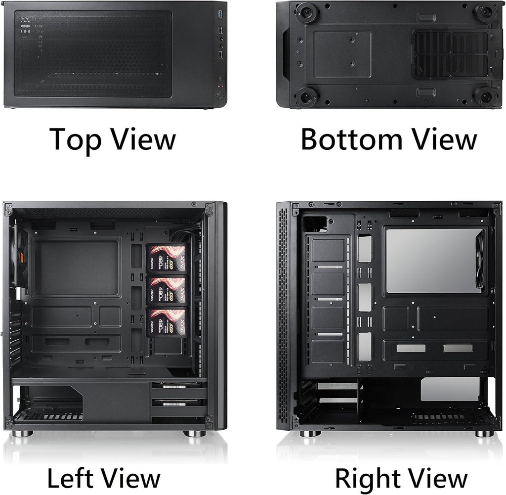 Tempered Glass ATX Mid-Tower Chassis with 3 120mm RGB Fan + 1 Black 120mm Rear Fan I4830