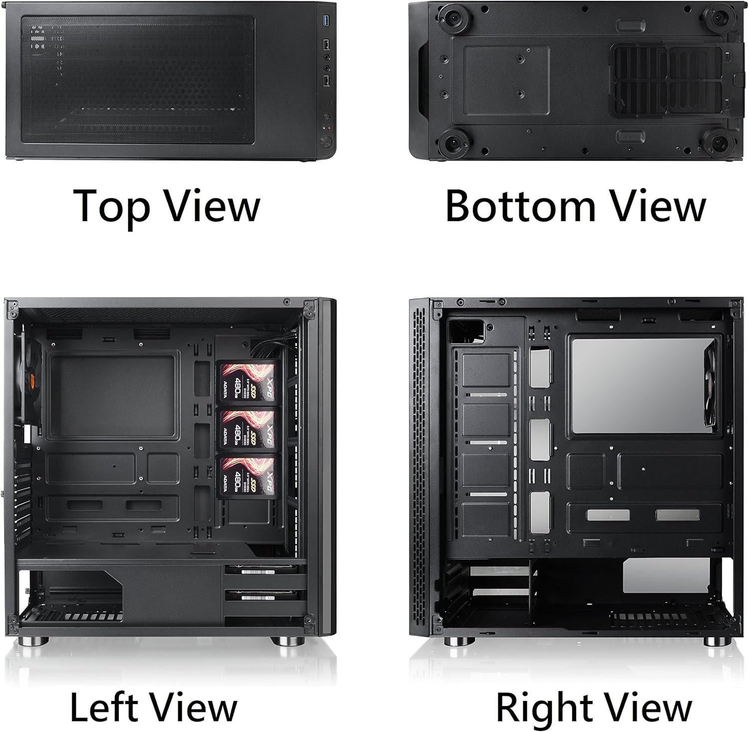 Tempered Glass ATX Mid-Tower Chassis with 3 120mm RGB Fan + 1 Black 120mm Rear Fan I4830