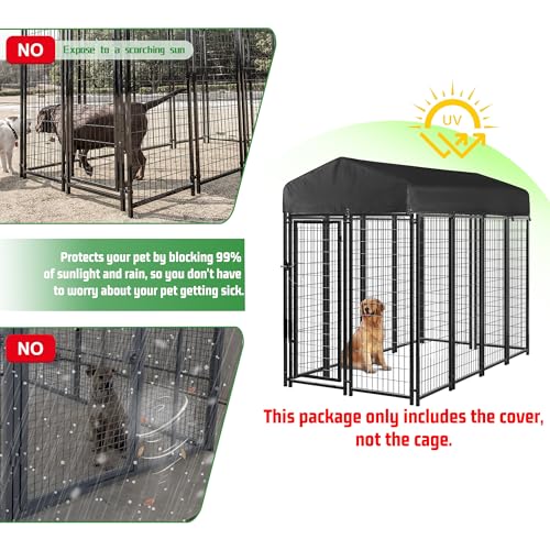 Black 600D Waterproof Oxford Cloth Dog Kennel Replacement Top Cover 10'Dx10'Wx1.4'H G4651