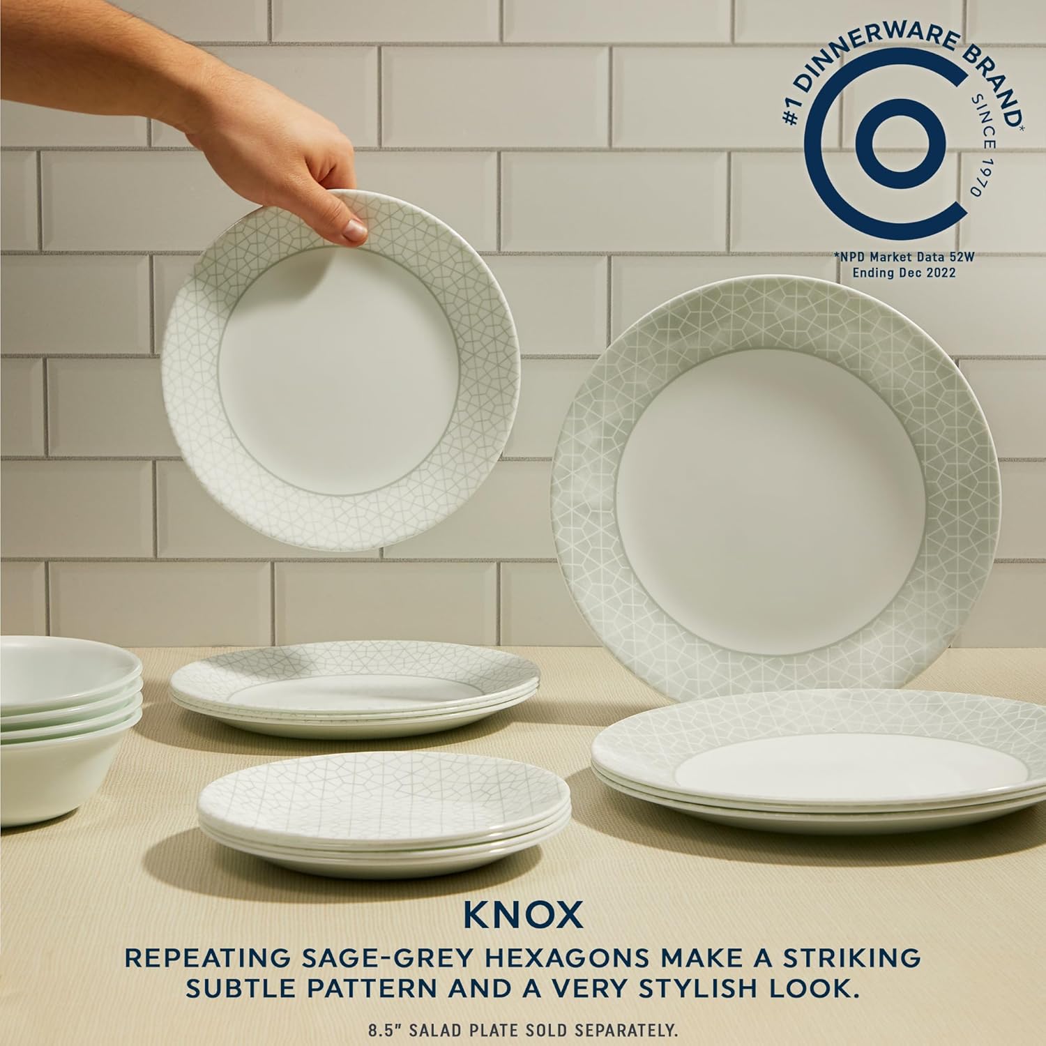 18 Piece Glass Dinnerware Set, Service for 6, 28 oz Soup Bowls Set of 6 S425877