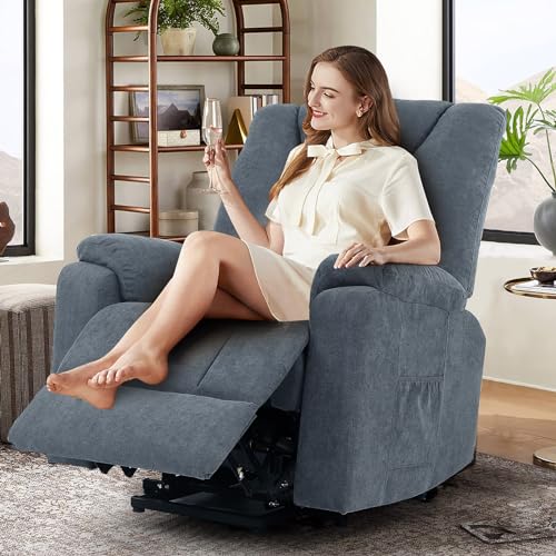 Dark Brown Fabric Electric Lift Recliner Chair N78972
