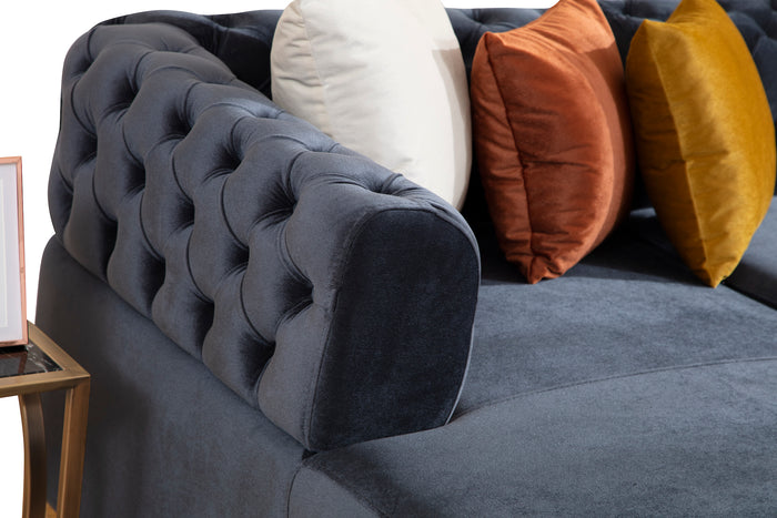 Charcoal Velvet U Shaped Double Chaise Sectional W200365