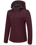 Women's Softshell Jacket with Hood Fleece Lined Waterproof Insulated Windbreaker U412661