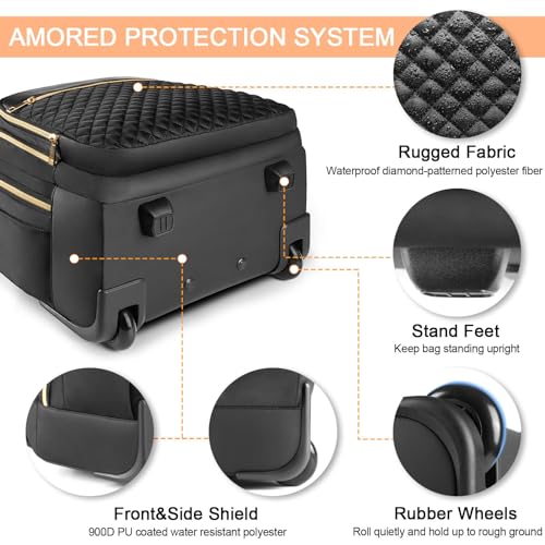 Black Gold Rolling Backpack with Wheels G13906