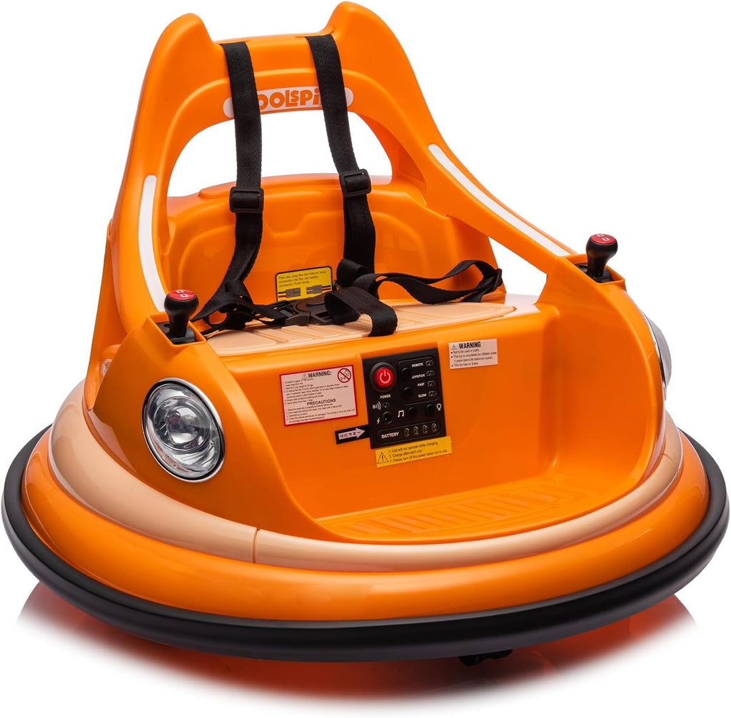 12V Electric Ride-On Bumper Car with Remote Control, Led Lights, 360° Spin, Anti-Collision Padding, Safety Belt K3753