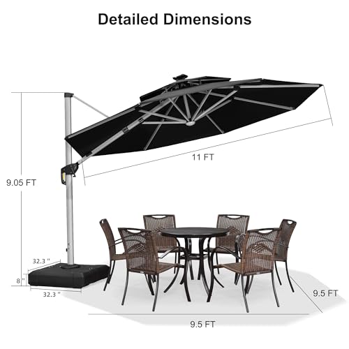 Navy Blue 10ft Cantilever Umbrella with LED lights B935268
