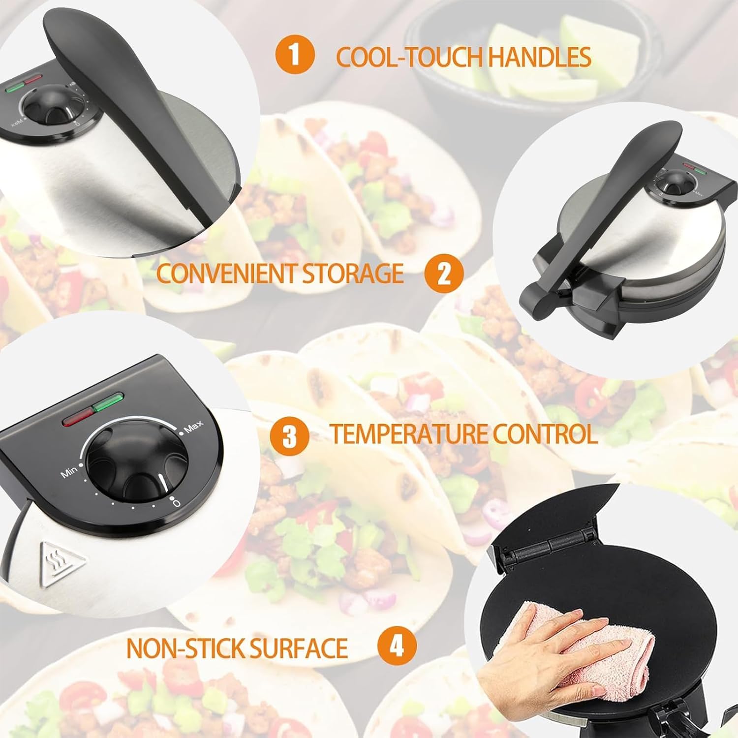 8 Inch Stainless Steel Non-Stick Electric Tortilla Maker R918454