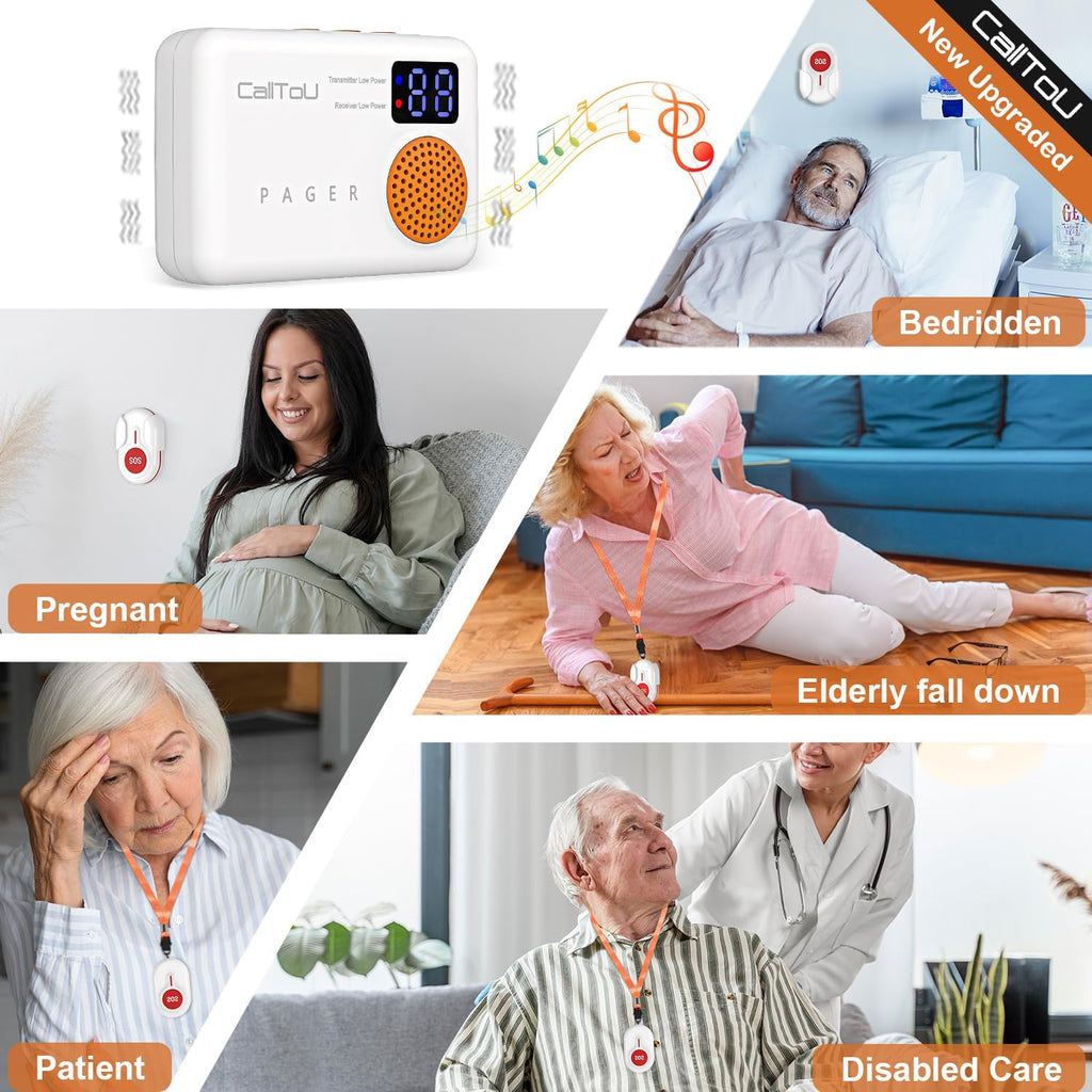 3 Portable Receiver 3 SOS Call Button Wireless Call Bell with Vibration Digital Display W4891