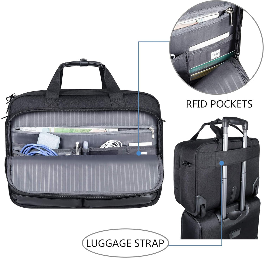 Black Rolling Laptop Bag with RFID Pockets F614048