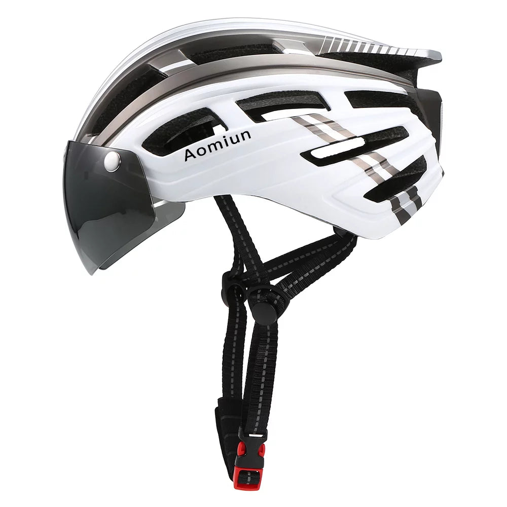 Mountain Bike Helmet with Back Light, Detachable Visor S818505
