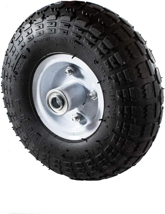 Pneumatic Replacement Wheel for Wheelbarrow 10 Inches Black White Rim O413897