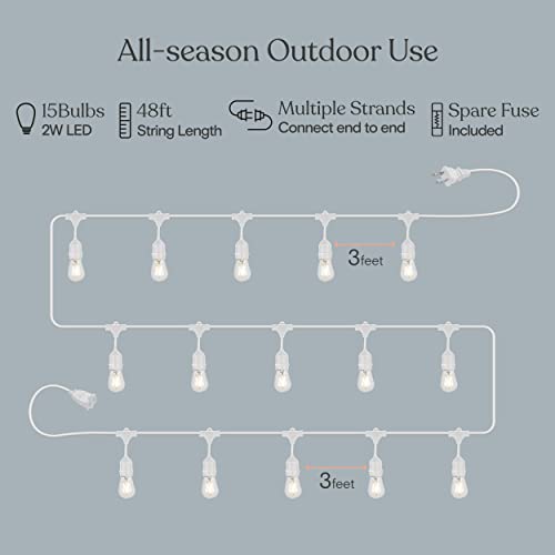 Waterproof LED Outdoor String Lights, 24 Ft, Dimmable 2w Vintage Edison Bulbs, Black X1347