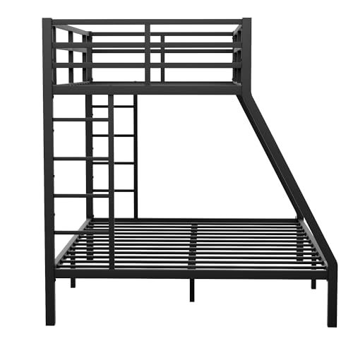 Black Metal Bunk Bed Twin XL over Queen with 2 Ladder & Safety Railing P8777