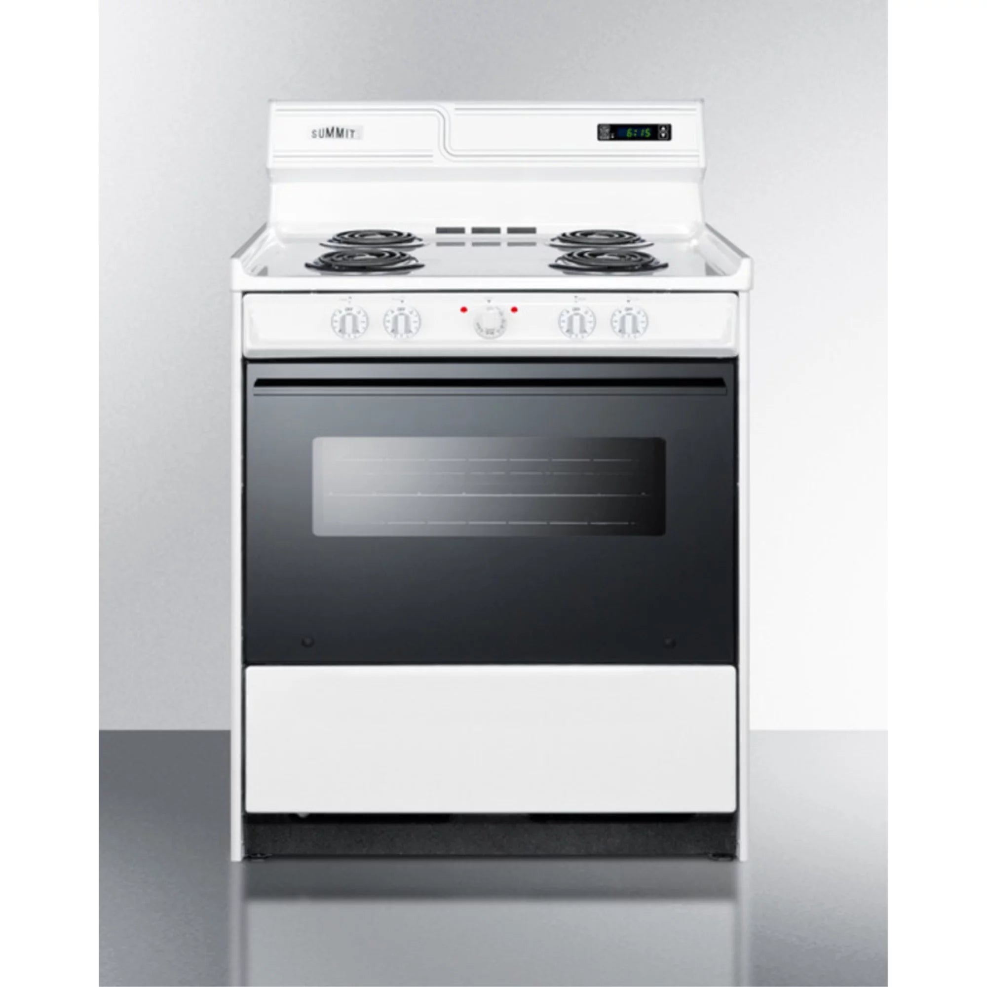 30 inch wide electric coil top range in white with black door F857800