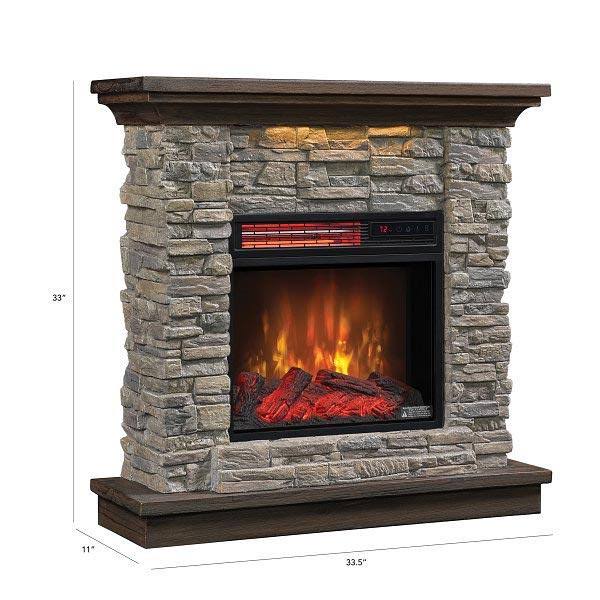 Smoky Gray Stone Electric Fireplace Wall Mantel Z913238