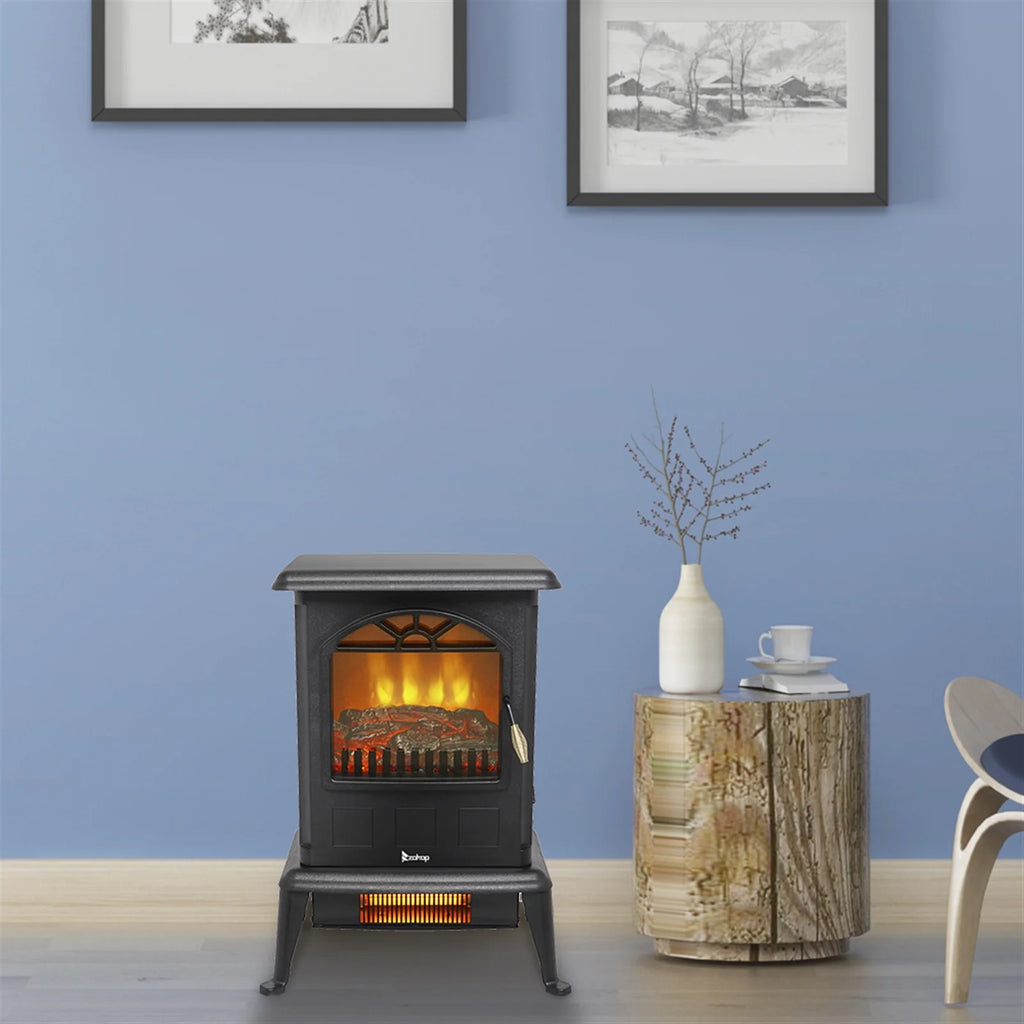 16.6" Freestanding Infrared Space Heater with Realistic 3D Flame Effect Z9191