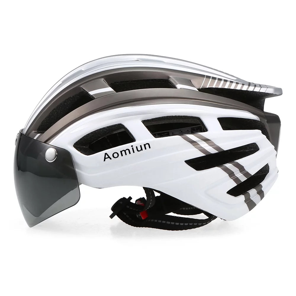 Mountain Bike Helmet with Back Light, Detachable Visor S818505