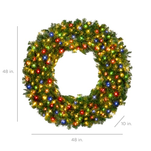 60in Artificial Pre-Lit Fir Christmas Wreath with 300 LED Lights Q1825