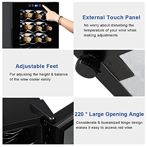 12 Bottle Compressor Wine Cooler with Double-Layer Glass Door Z858453