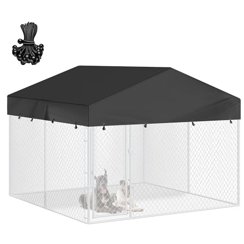 Black 600D Waterproof Oxford Cloth Dog Kennel Replacement Top Cover 10'Dx10'Wx1.4'H G4651