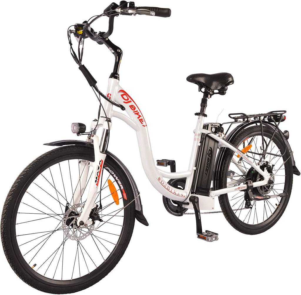 Pearl White 750W 48V 13Ah Step-Thru Electric Bicycle C4359