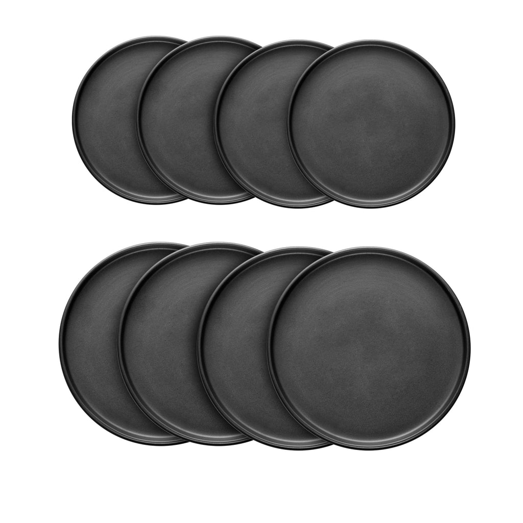 16 Pieces Stoneware Dinnerware Set, Service for 4 in Black Matte O70509