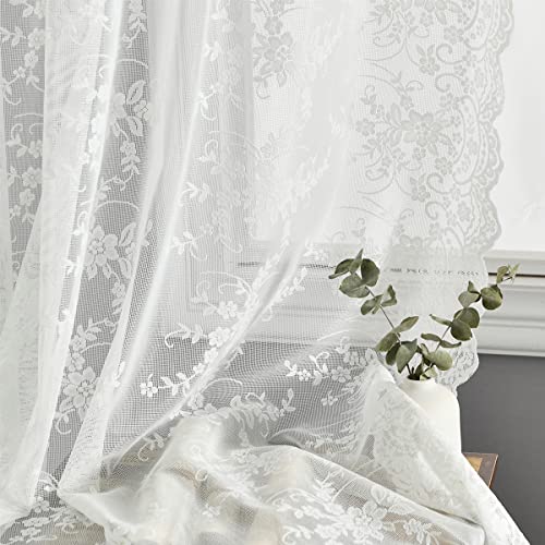 Scalloped Lace Sheer Curtains 2 Panels J723466