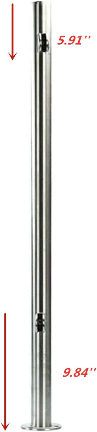 110cm High Glass Balustrade Railing Post Glazing Stainless Steel Pole Handrail Silver Pack of 2 M7609