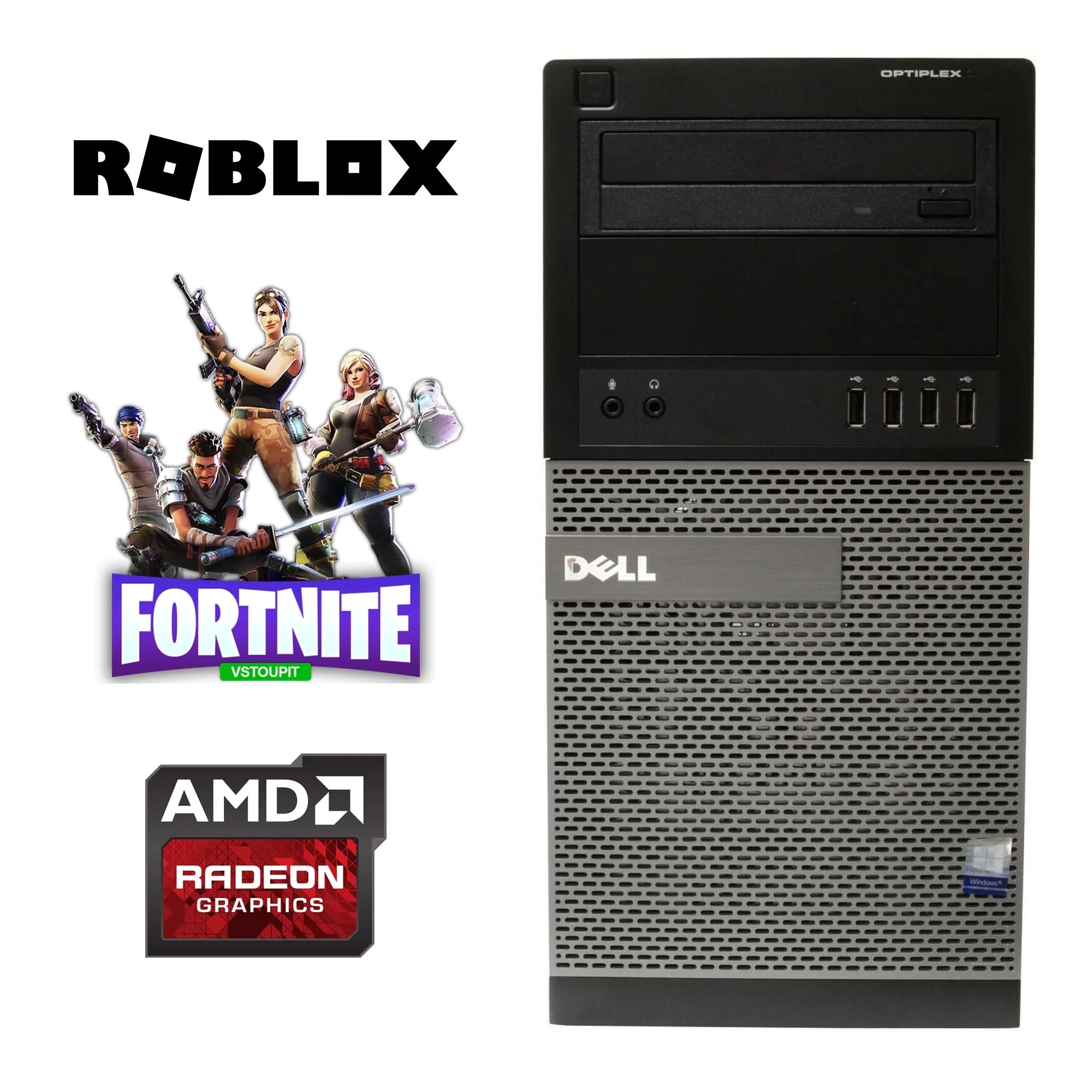 Intel i5 Quad Core Gen 3 Gaming Computer PC with Radeon Graphics, 8GB DDR3 RAM, 256GB SSD + 2TB HDD, WiFi, Windows 11 S43725