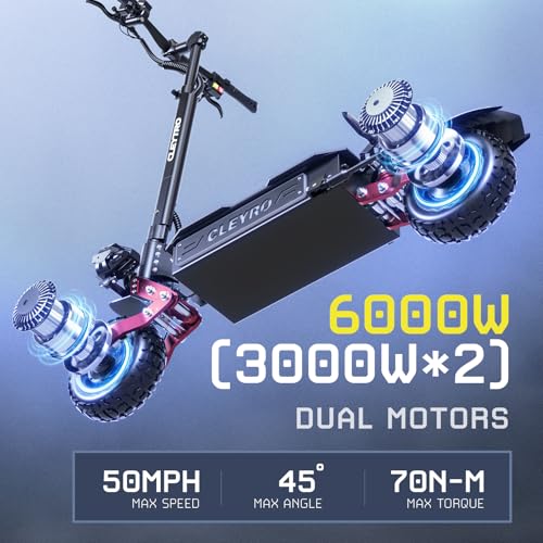 6000W Dual Motor 60V 33AH 11" Tire Foldable Electric Scooter E5365