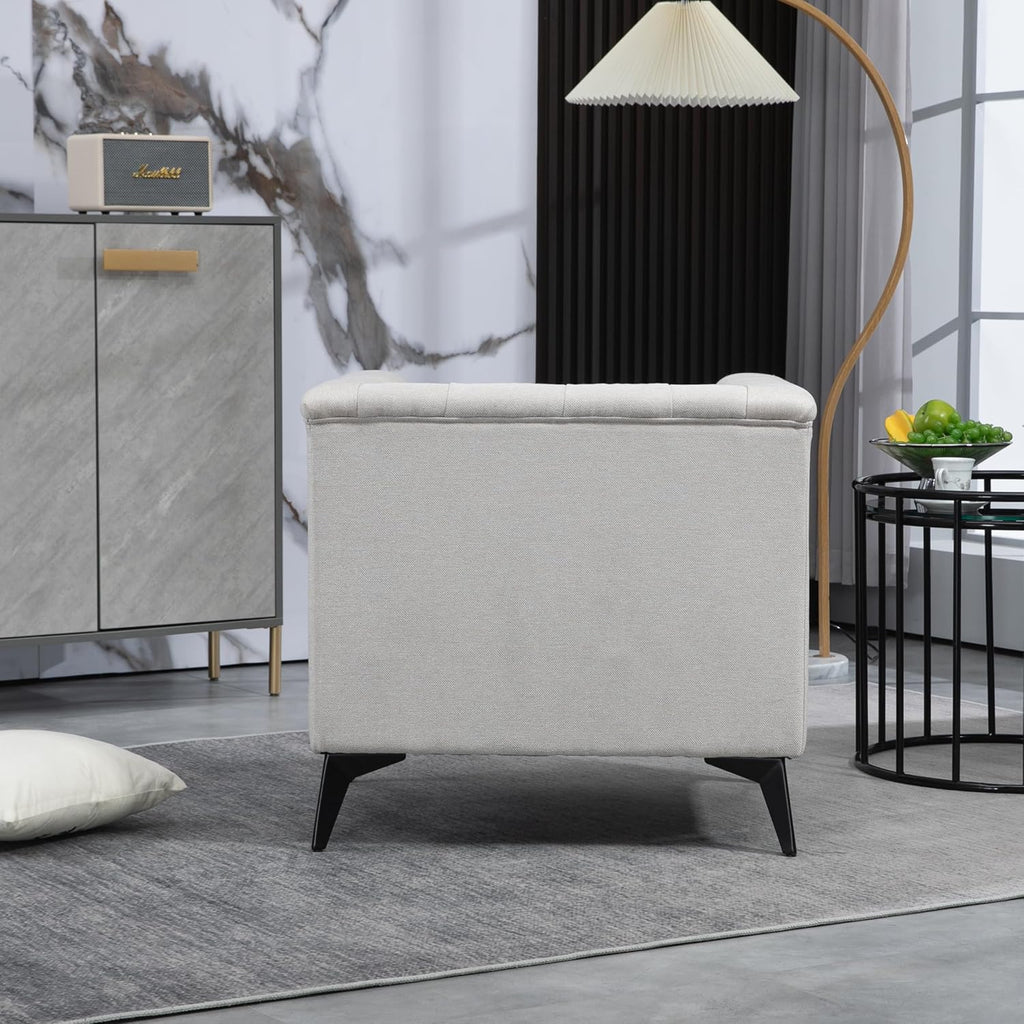 Beige Linen Fabric Accent Arm Chair O63948