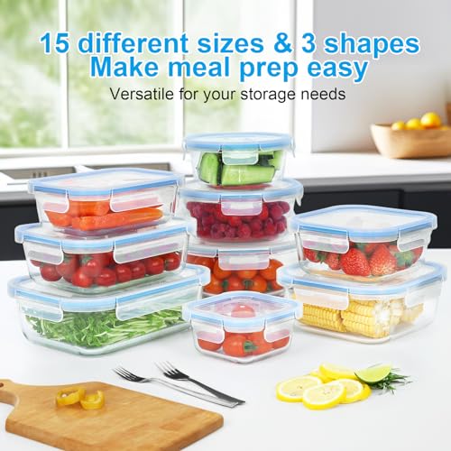 30 Pieces Glass Meal Prep Containers with Lids D461