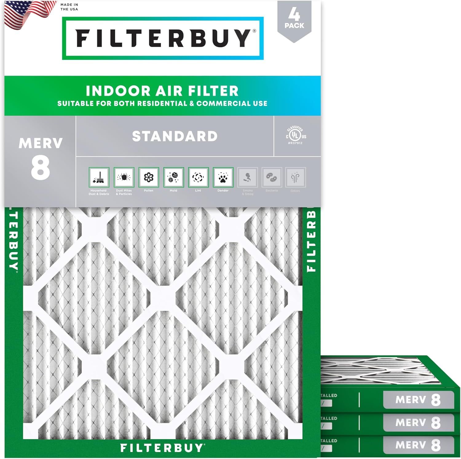 19x21.5x1 MERV 8 Pleated Air Filter (4-Pack) M87578