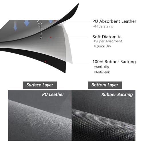 Marble Coffee Bar Mat Dish Drying Mat, 11.8"x15.7" Diatomite Non-slip Rubber Backed Quick Drying Dish Mat Q422