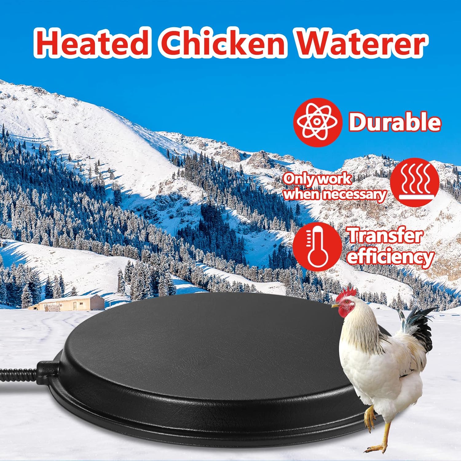 Chicken Waterer Heater 80 Watts Heated Base for Metal Poultry Founts O830