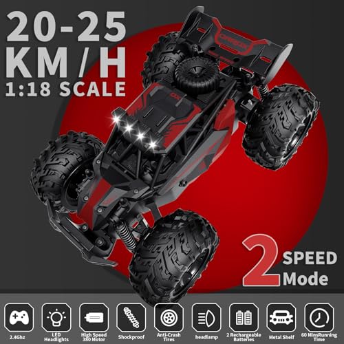 2.4GHz 25KM/H 1:16 Off-Road RC Car with LED Lights and 1800mAh Rechargeable Battery F58095