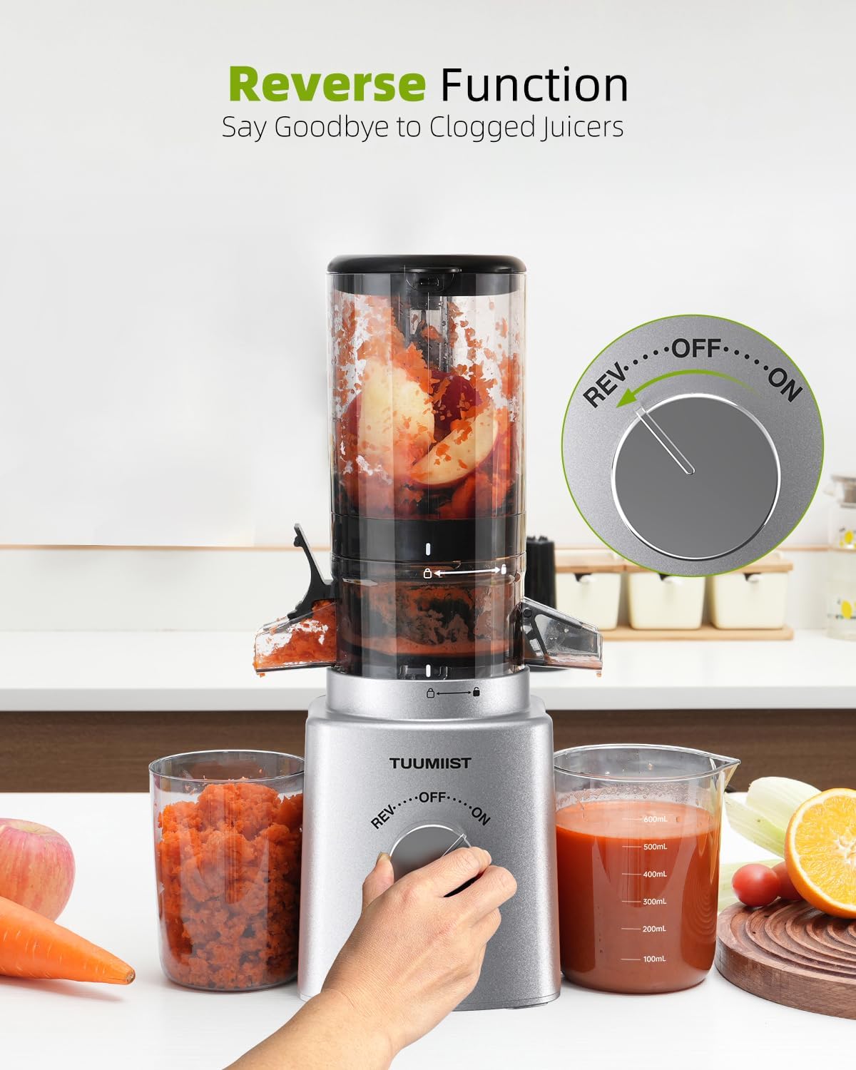 Cold Press Masticating Juicer with Large Feed Chute H10086