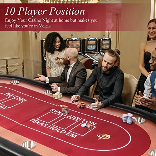 84" Foldable Poker Table with Chips Tray C650547