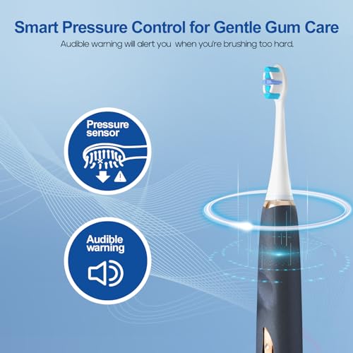 Rechargeable Electric Toothbrush with 8 Brush Heads, 5 Modes, Pressure Sensor B426249