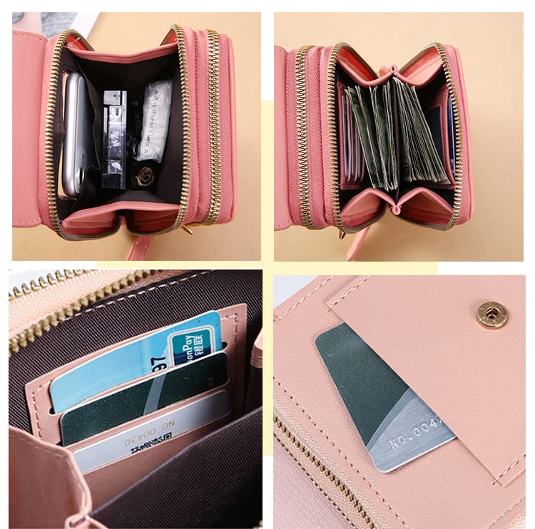 Anti-Theft Leather Small Crossbody Cell Phone Purse Wallet with Shoulder Strap A875